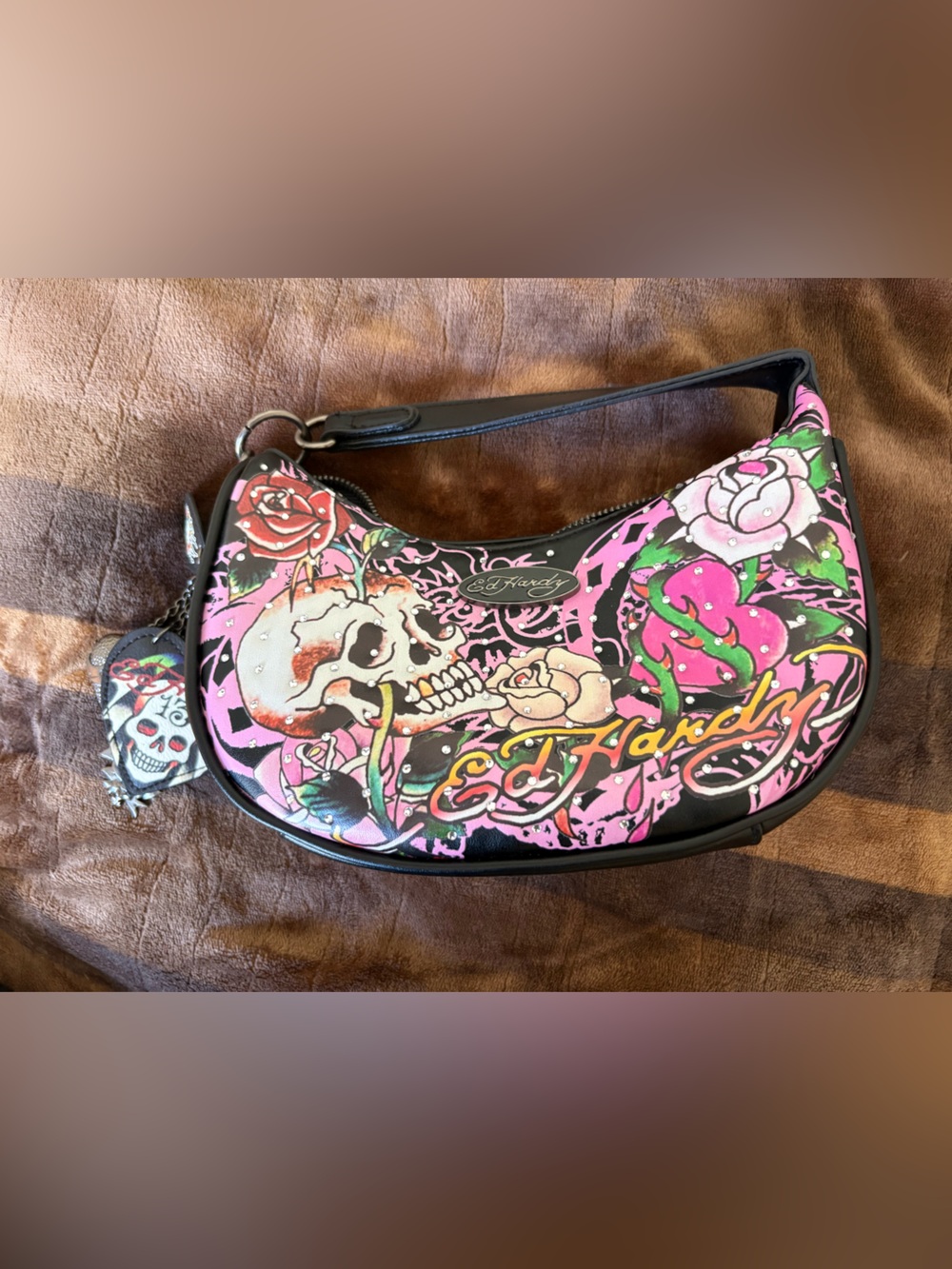 Ed Hardy Pink Skull Purse NWOT